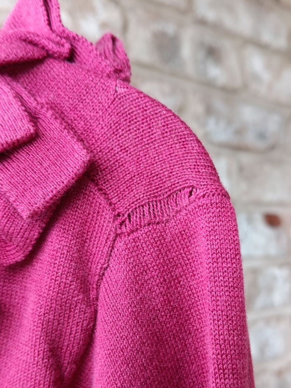Talbots Deep Raspberry Ruffle-Neck Long Sleeve Tee - Picture 4 of 6